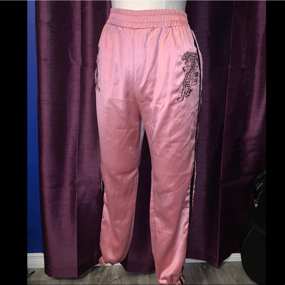 Pink Satin Tiger Pants